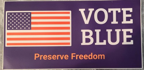 Vote blue - "vote, blue"
